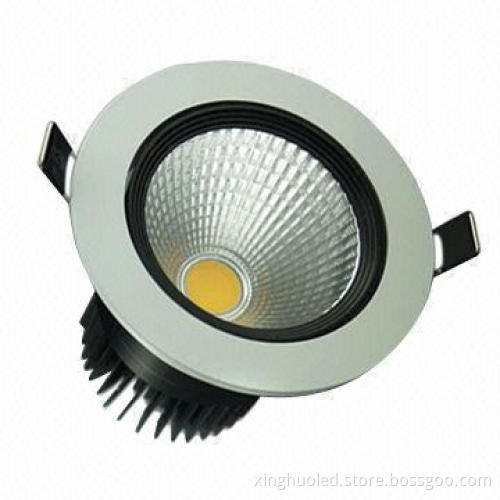 Sharp COB chip LED downlight, 7W Sharp COB LEDs, 100 to 110lm/W, cold forging heat dissipation